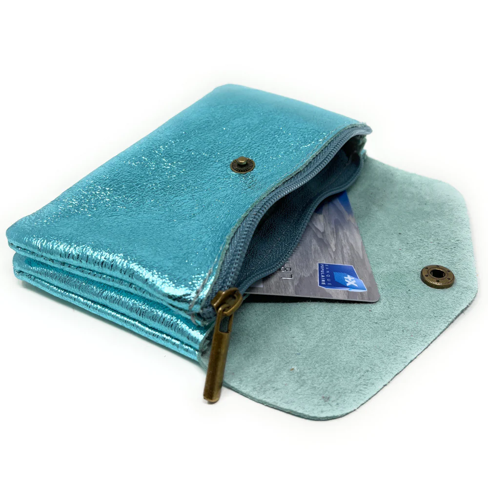Pochette porte-monnaie en cuir irisé COMPO Lagon - Image 3