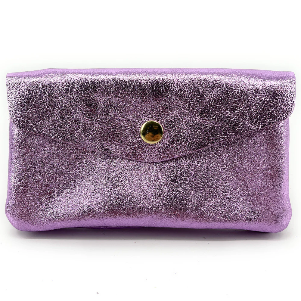 Pochette porte-monnaie en cuir irisé COMPO Mauve - Image 4