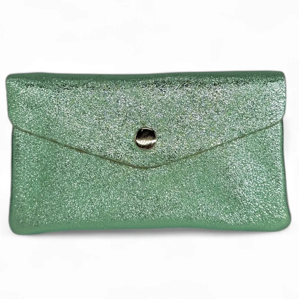 Pochette porte-monnaie en cuir irisé COMPO Menthe givrée - Image 4