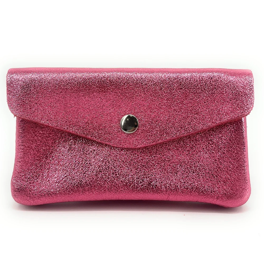 Pochette porte-monnaie en cuir irisé COMPO Rose néon - Image 4