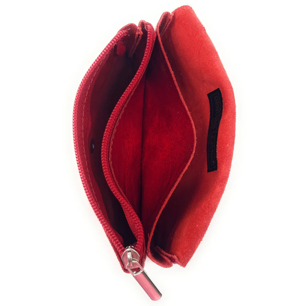 Pochette porte-monnaie en cuir irisé COMPO Rouge irisé - Image 2