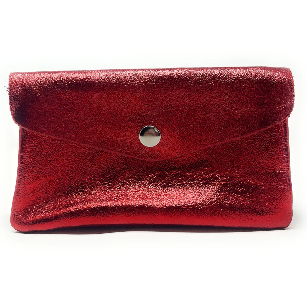 Pochette porte-monnaie en cuir irisé COMPO Rouge irisé - Image 4