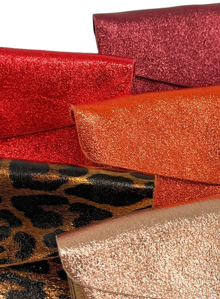 Pochette porte-monnaie en cuir irisé COMPO Rouge irisé - Image 5