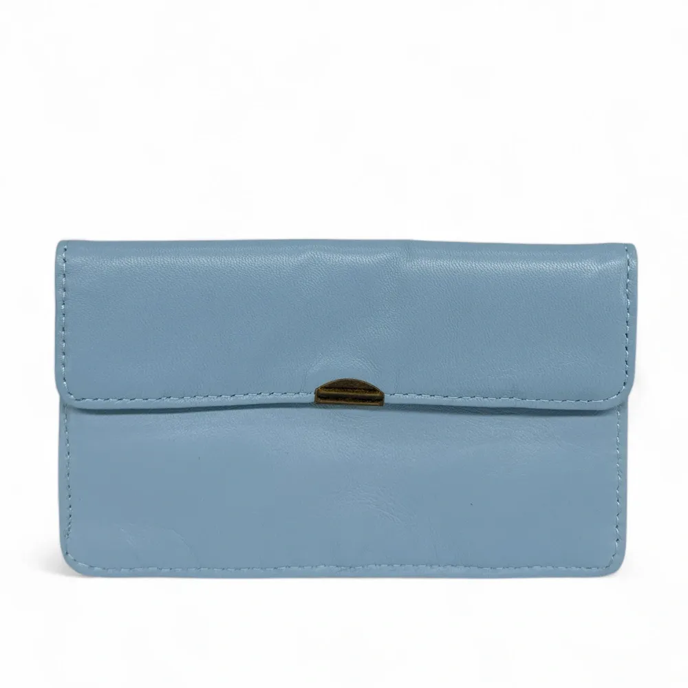 Pochette porte-monnaie en cuir lisse IMPRO Bleu glacier - Image 4