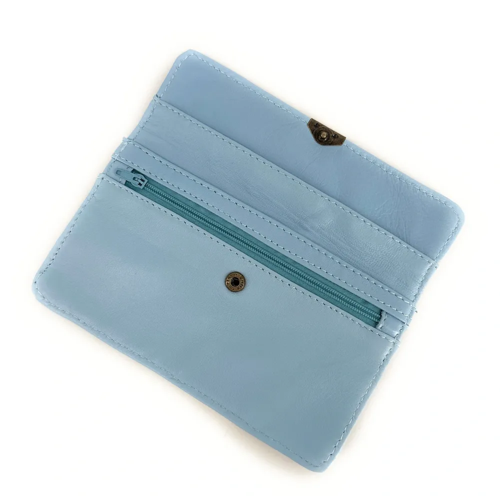 Pochette porte-monnaie en cuir lisse IMPRO Bleu glacier - Image 6