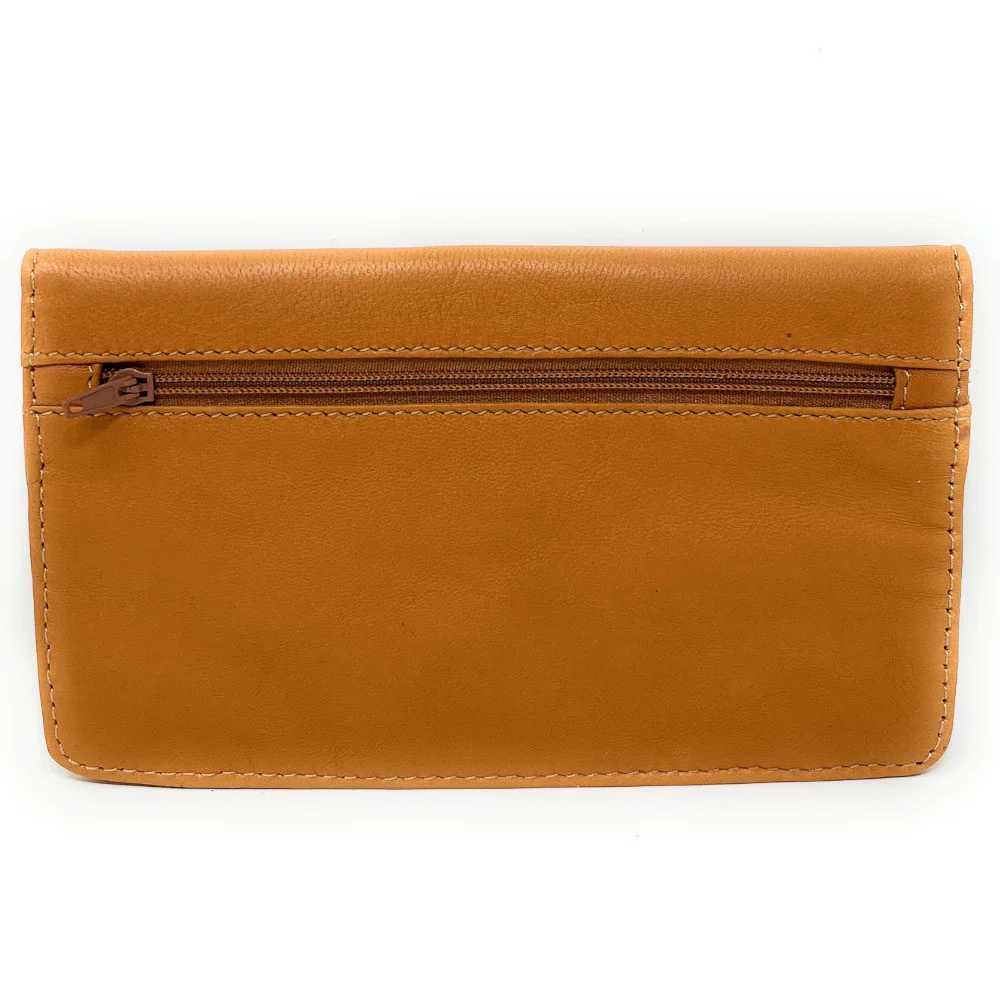 Pochette porte-monnaie en cuir lisse IMPRO Camel - Image 2