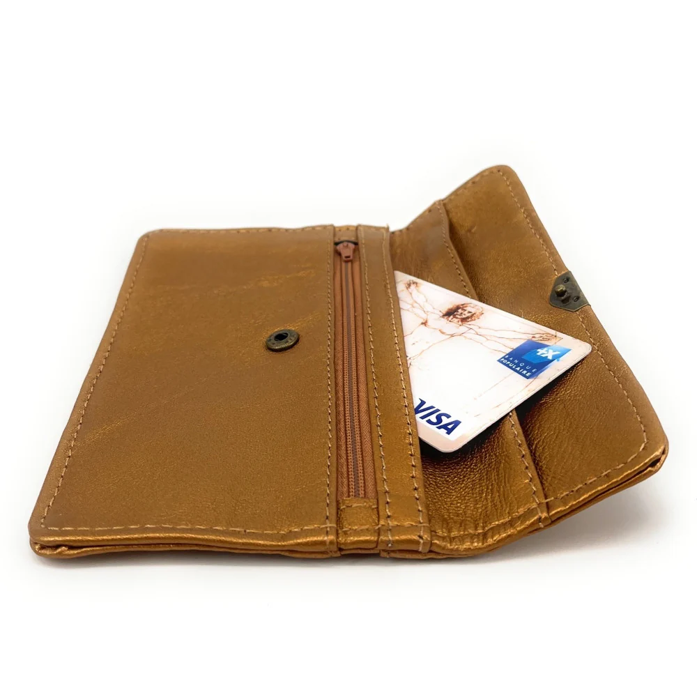 Pochette porte-monnaie en cuir métallisé IMPRO Or cuivré - Image 2