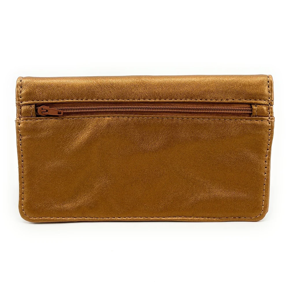 Pochette porte-monnaie en cuir métallisé IMPRO Or cuivré - Image 3