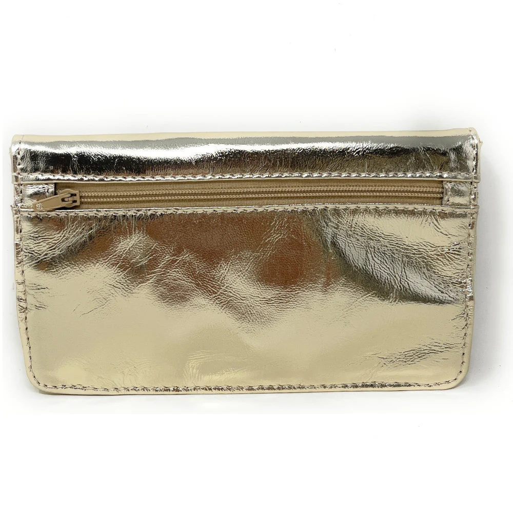 Pochette porte-monnaie en cuir métallisé IMPRO Or pâle - Image 2