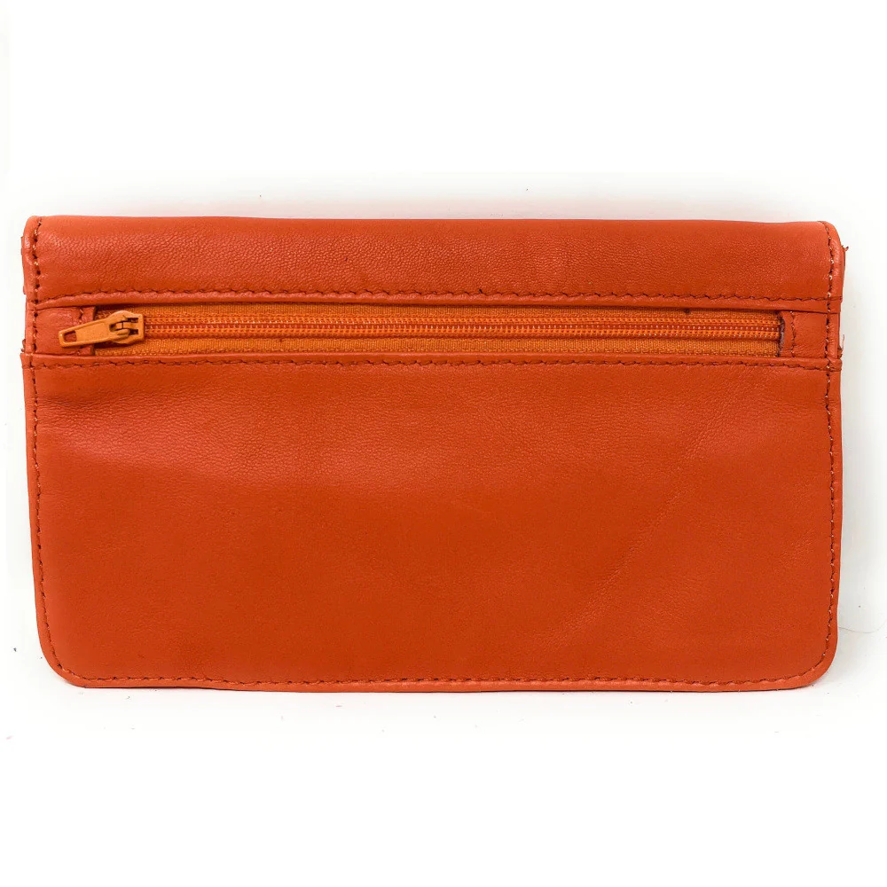 Pochette porte-monnaie en cuir lisse IMPRO Orange - Image 2