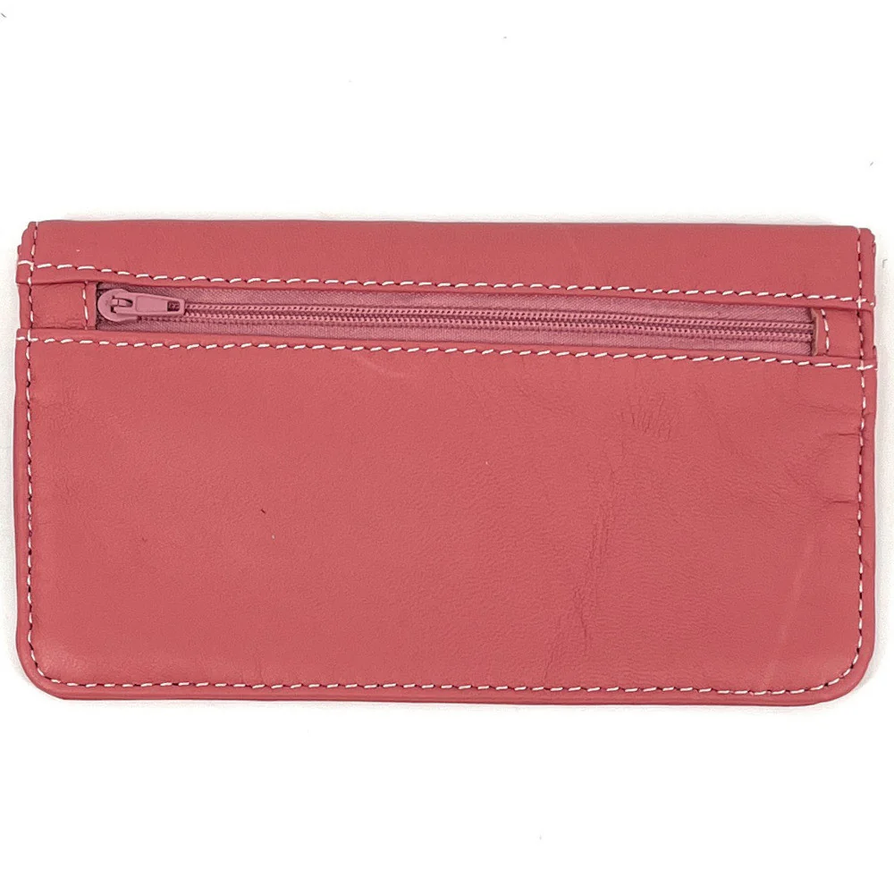 Pochette porte-monnaie en cuir lisse IMPRO Rose corail - Image 2
