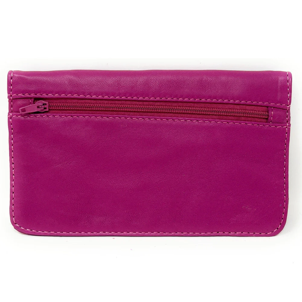 Pochette porte-monnaie en cuir lisse IMPRO Rose fuchsia - Image 2
