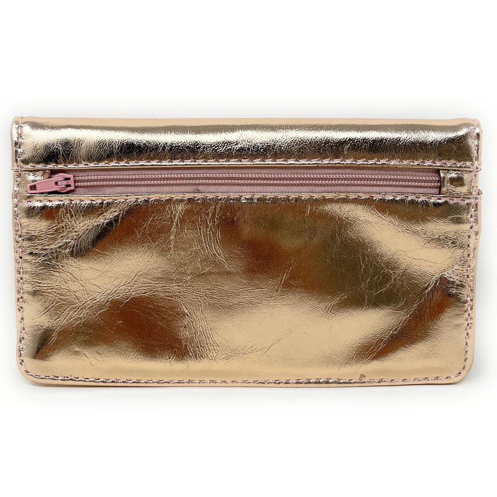 Pochette porte-monnaie en cuir métallisé IMPRO Rose gold - Image 3