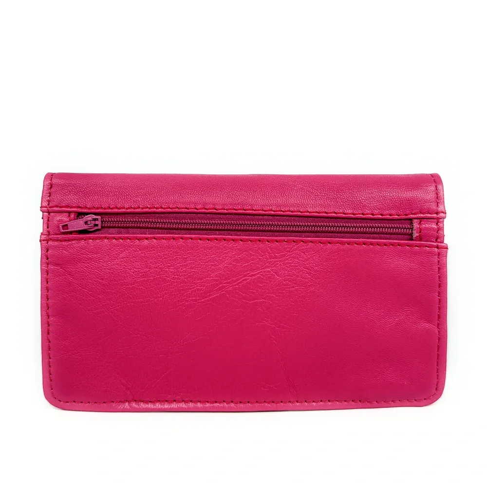 Pochette porte-monnaie en cuir lisse IMPRO Rose intense - Image 5