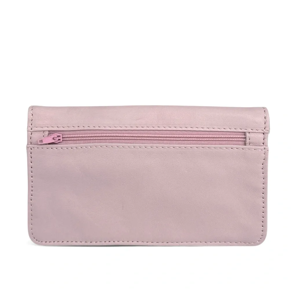 Pochette porte-monnaie en cuir lisse IMPRO Rose pâle - Image 5