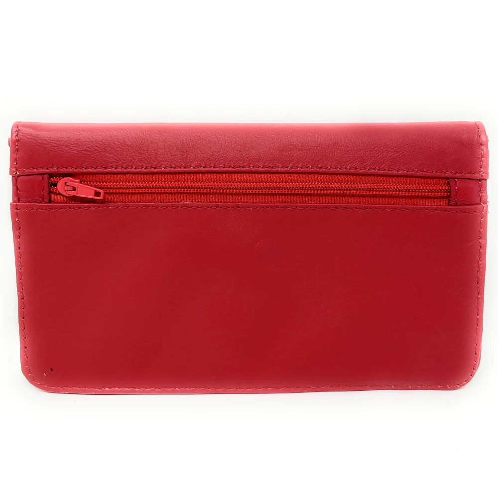 Pochette porte-monnaie en cuir lisse IMPRO Rouge garance - Image 3