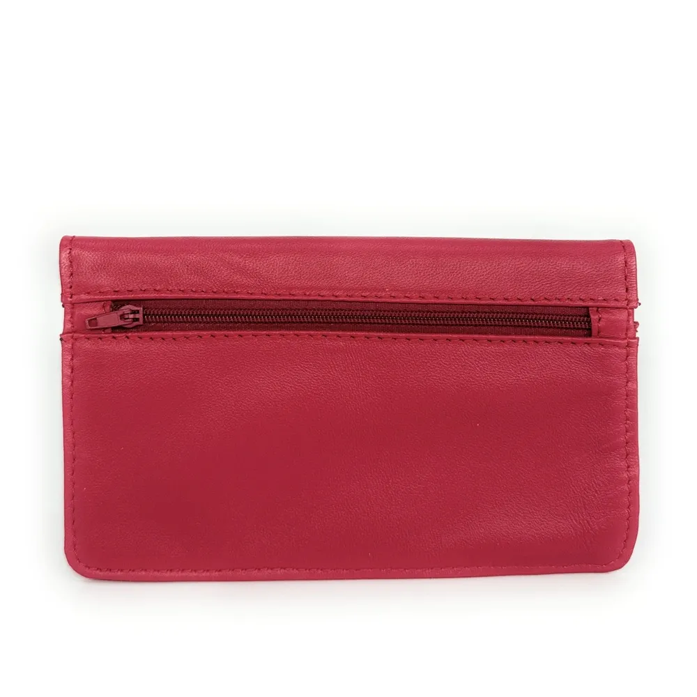 Pochette porte-monnaie en cuir lisse IMPRO Rouge magenta - Image 5