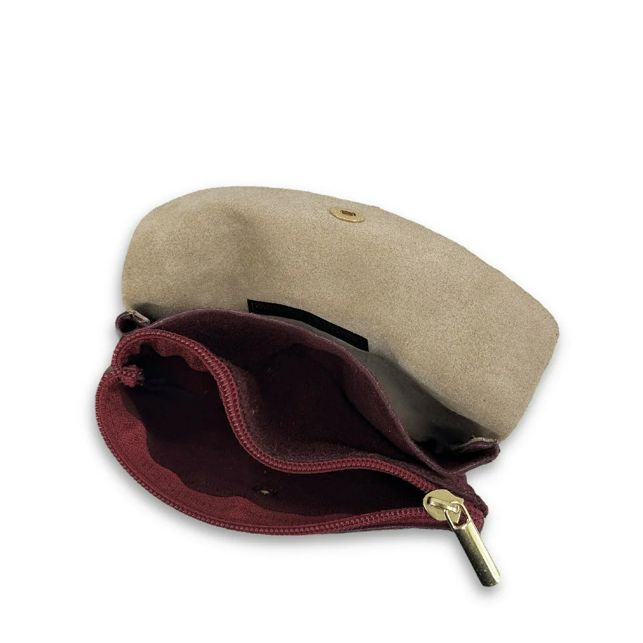Pochette porte-monnaie en daim et cuir irisé COMBI Bordeaux - Image 3