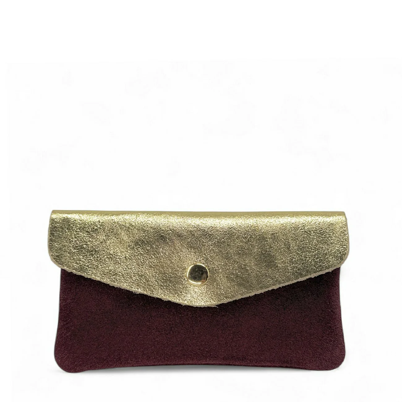 Pochette porte-monnaie en daim et cuir irisé COMBI Bordeaux - Image 4