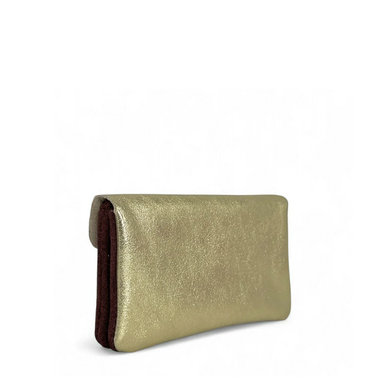 Pochette porte-monnaie en daim et cuir irisé COMBI Bordeaux - Image 6