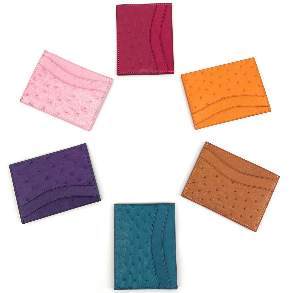 Porte-cartes cuir d'autruche édition Haute-couture Rose Pâle - Image 4