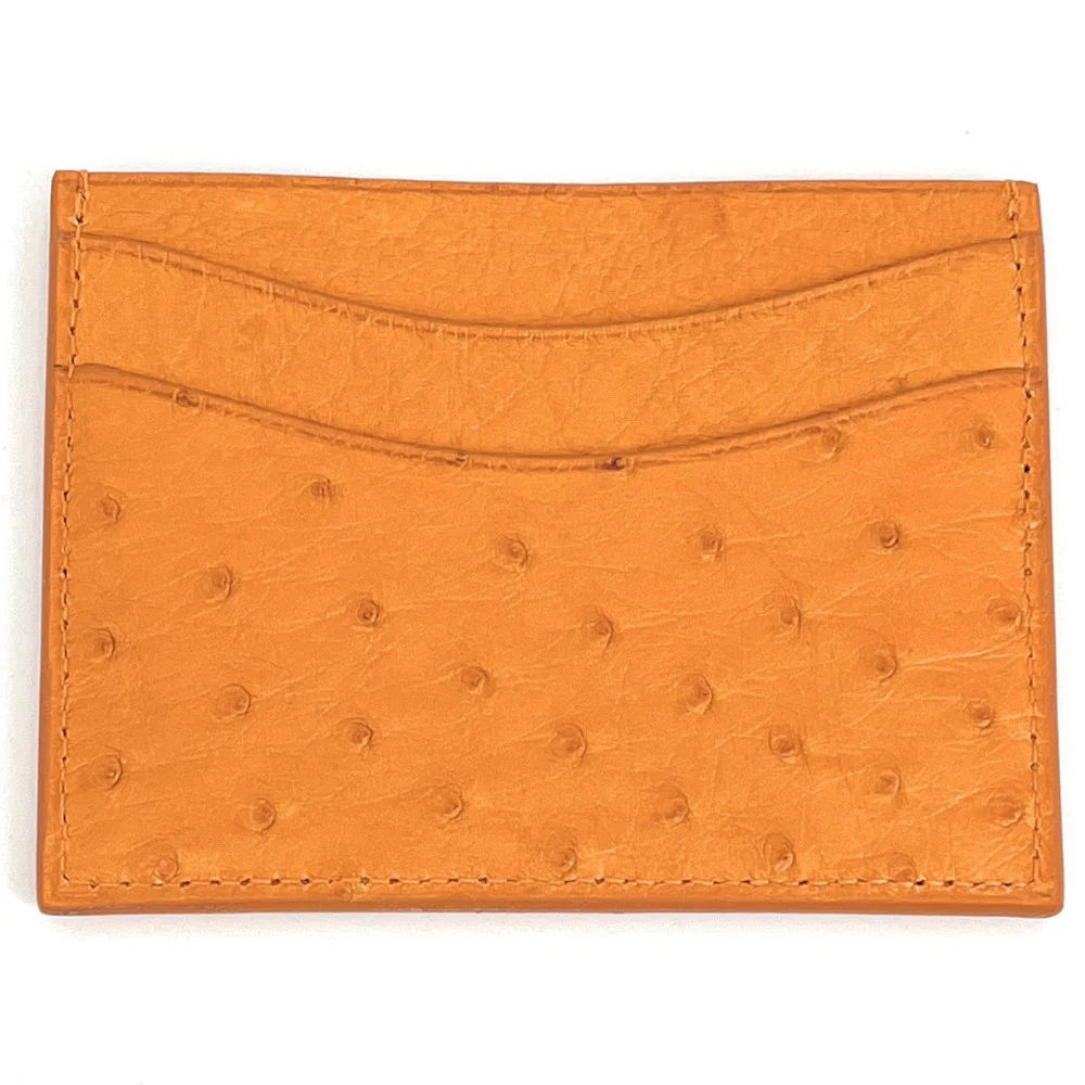 Porte-cartes cuir d'autruche édition Haute-couture Safran