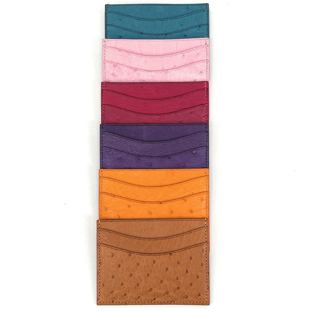 Porte-cartes cuir d'autruche édition Haute-couture Safran - Image 4