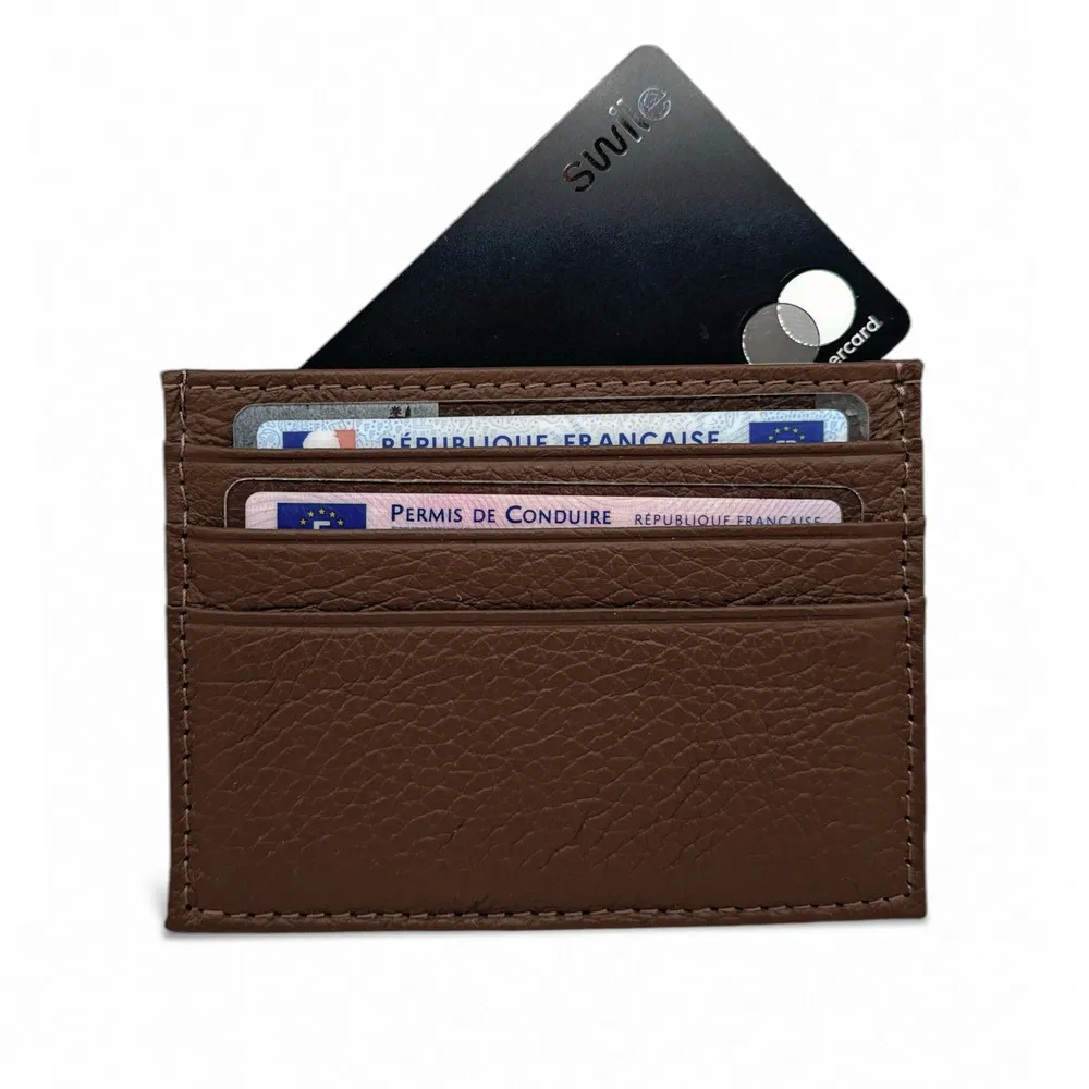 Porte-cartes en cuir grainé NOAH Chocolat - Image 4