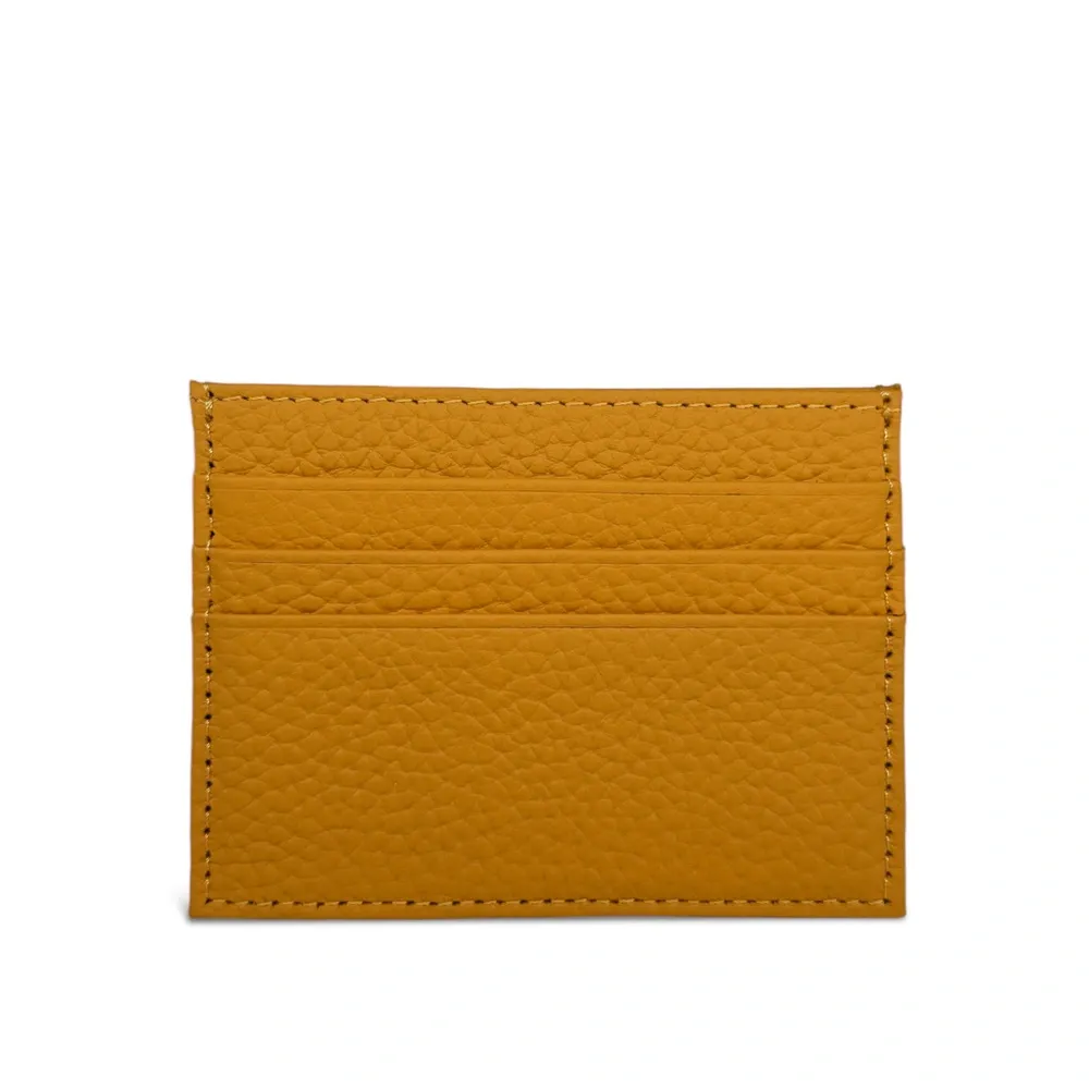 Porte-cartes en cuir grainé NOAH Jaune Moutarde - Image 3