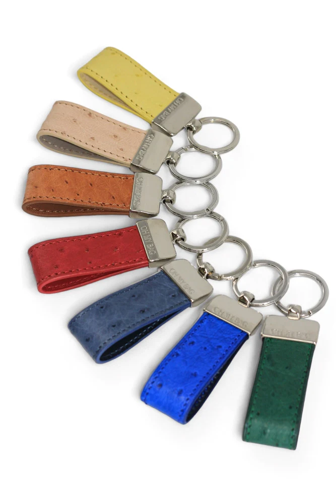 Porte-clés en cuir d'autruche édition Vert forêt - Image 2