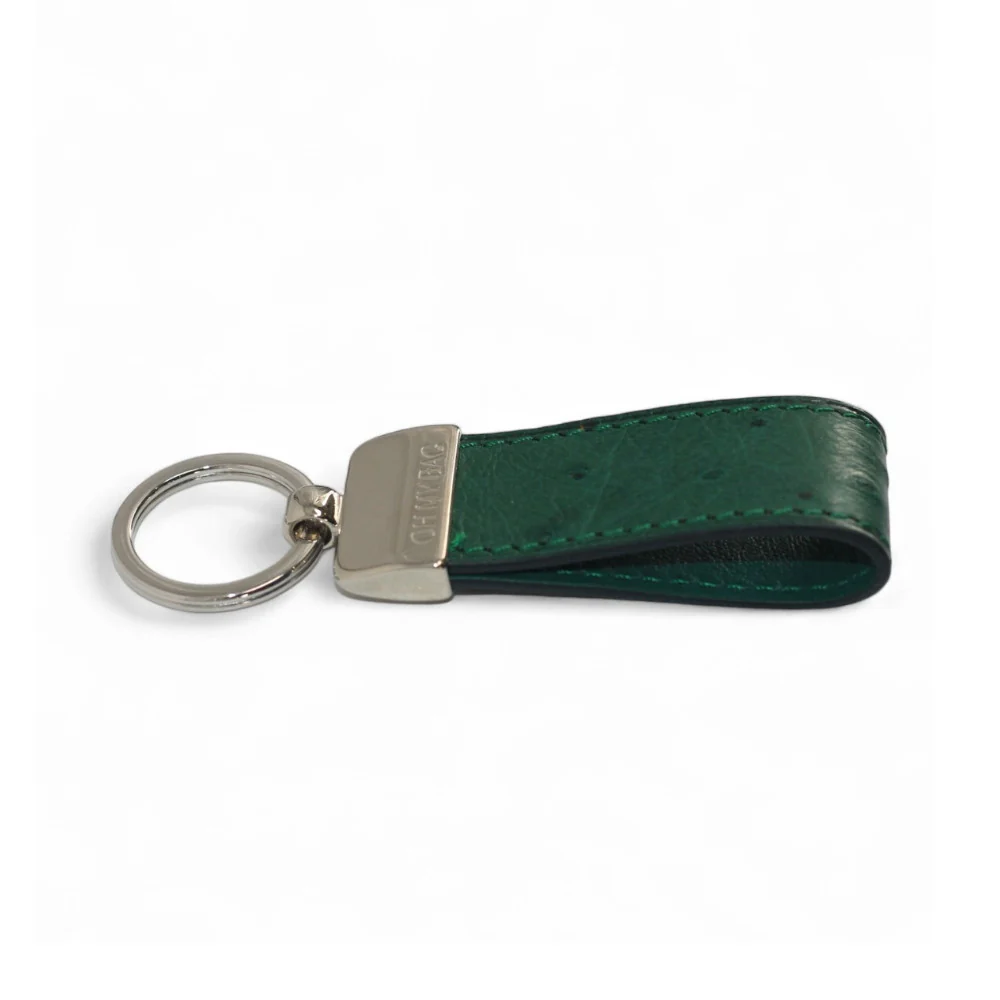 Porte-clés en cuir d'autruche édition Vert forêt - Image 3