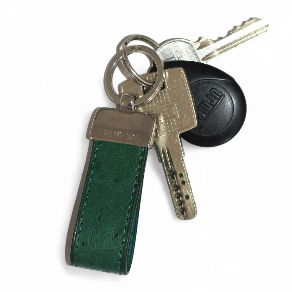 Porte-clés en cuir d'autruche édition Vert forêt - Image 4