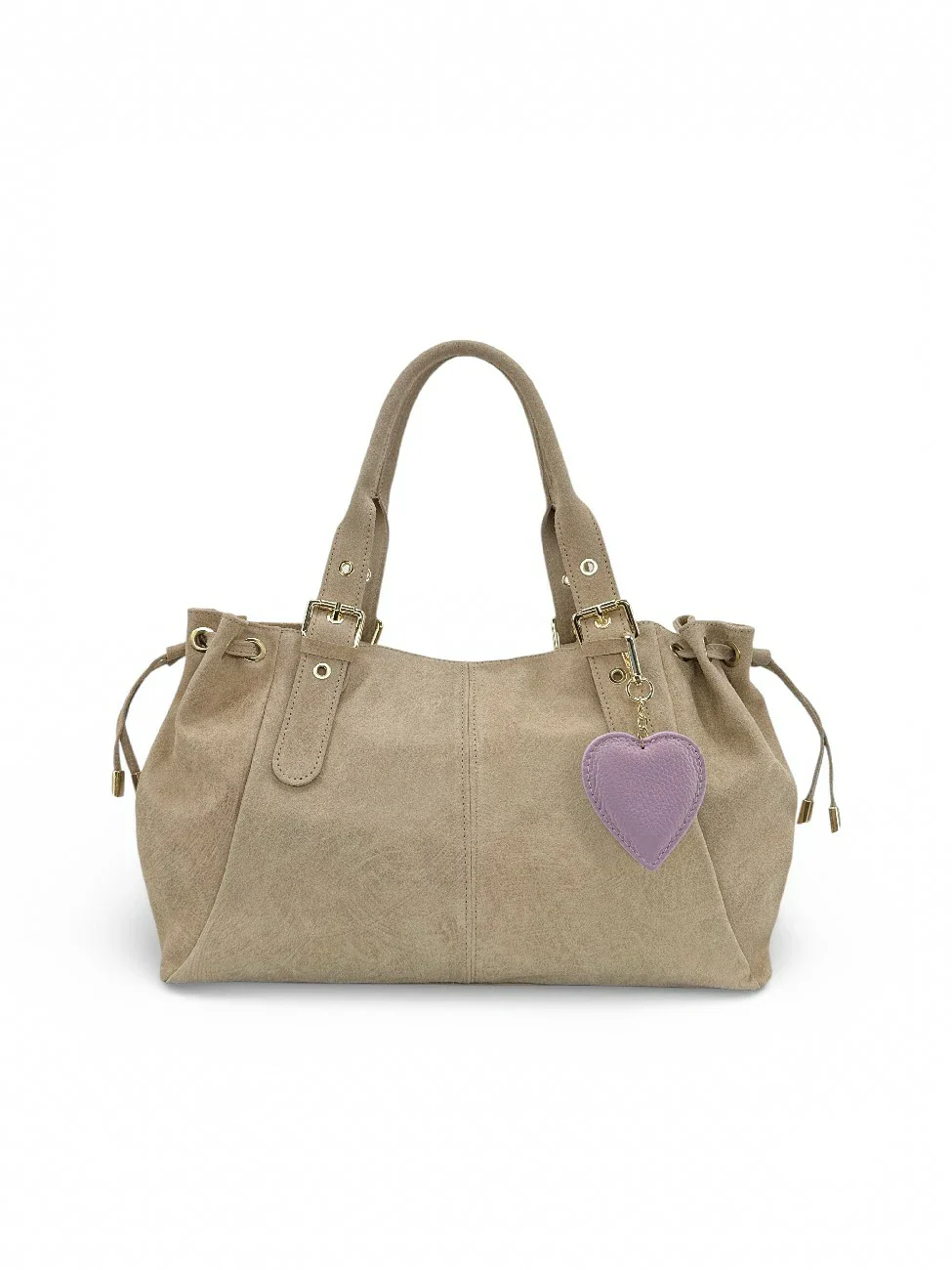 Porte-clés en cuir grainé COEUR Lilas - Image 2