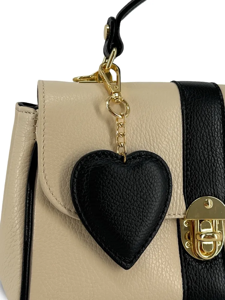Porte-clés en cuir grainé COEUR Noir - Image 3