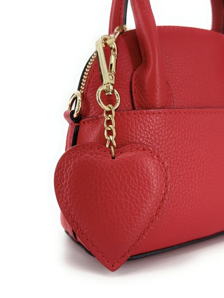 Porte-clés en cuir grainé COEUR Rouge garance - Image 3