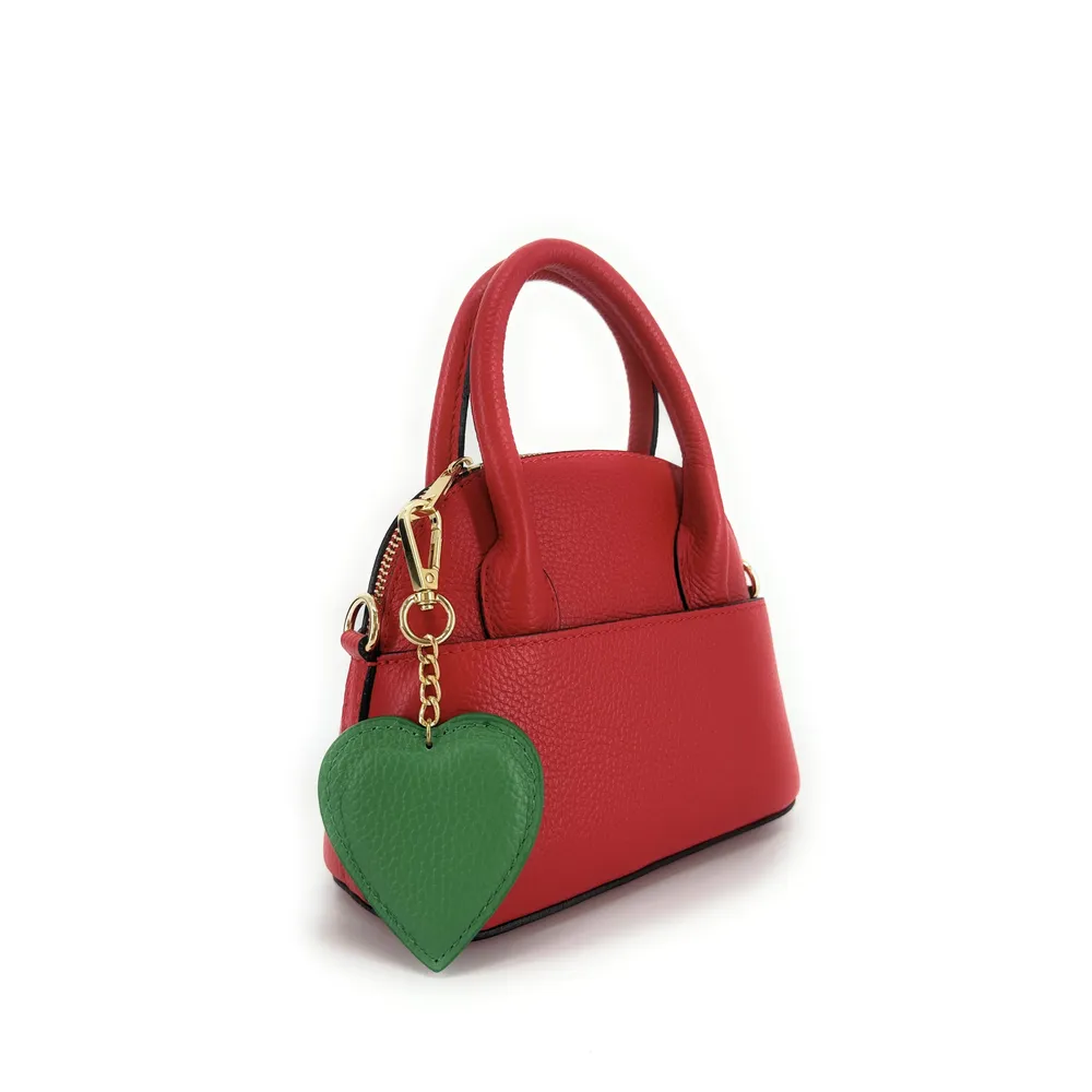 Porte-clés en cuir grainé COEUR Vert anglais - Image 2