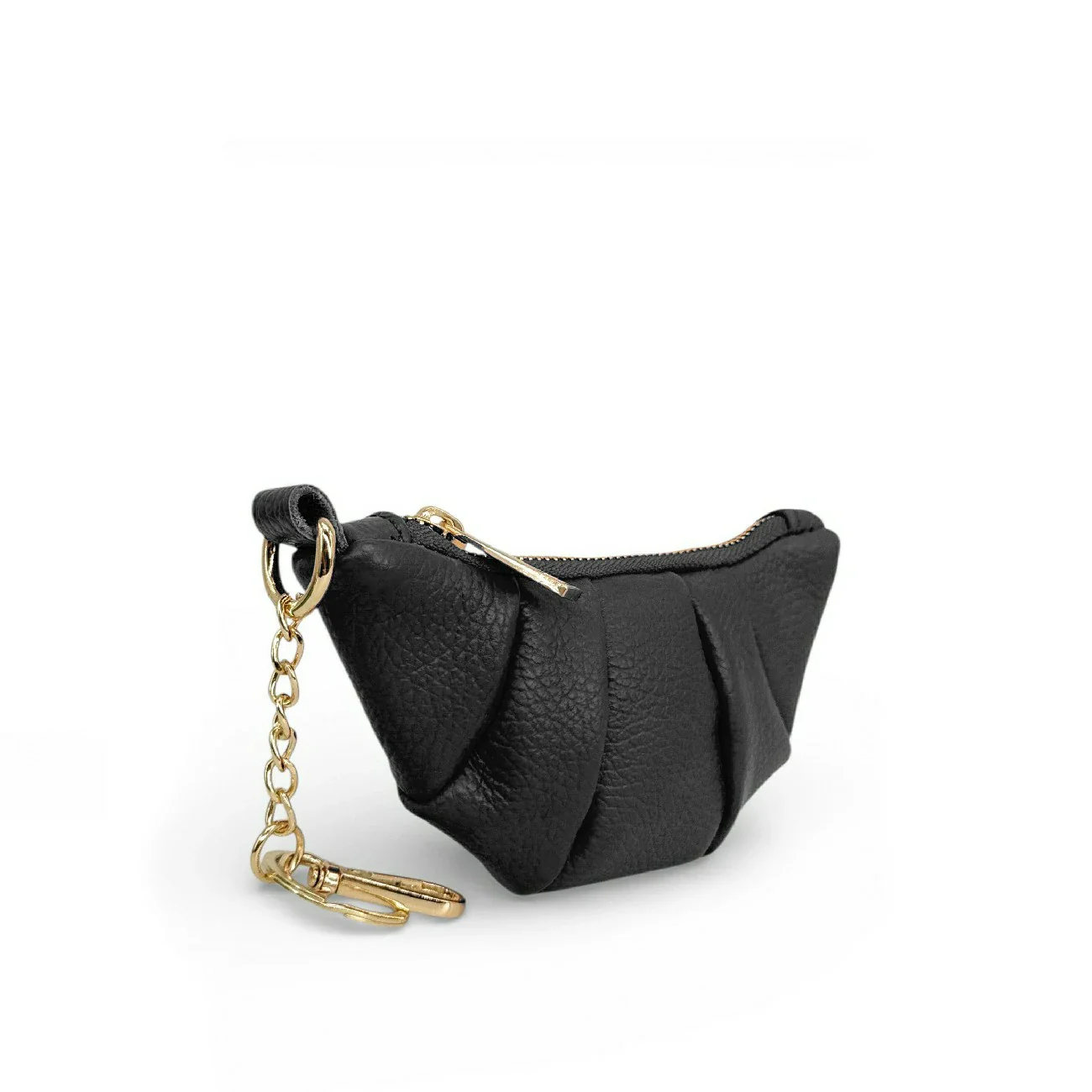 Porte-clés en cuir grainé CROISSANT Noir - Image 2