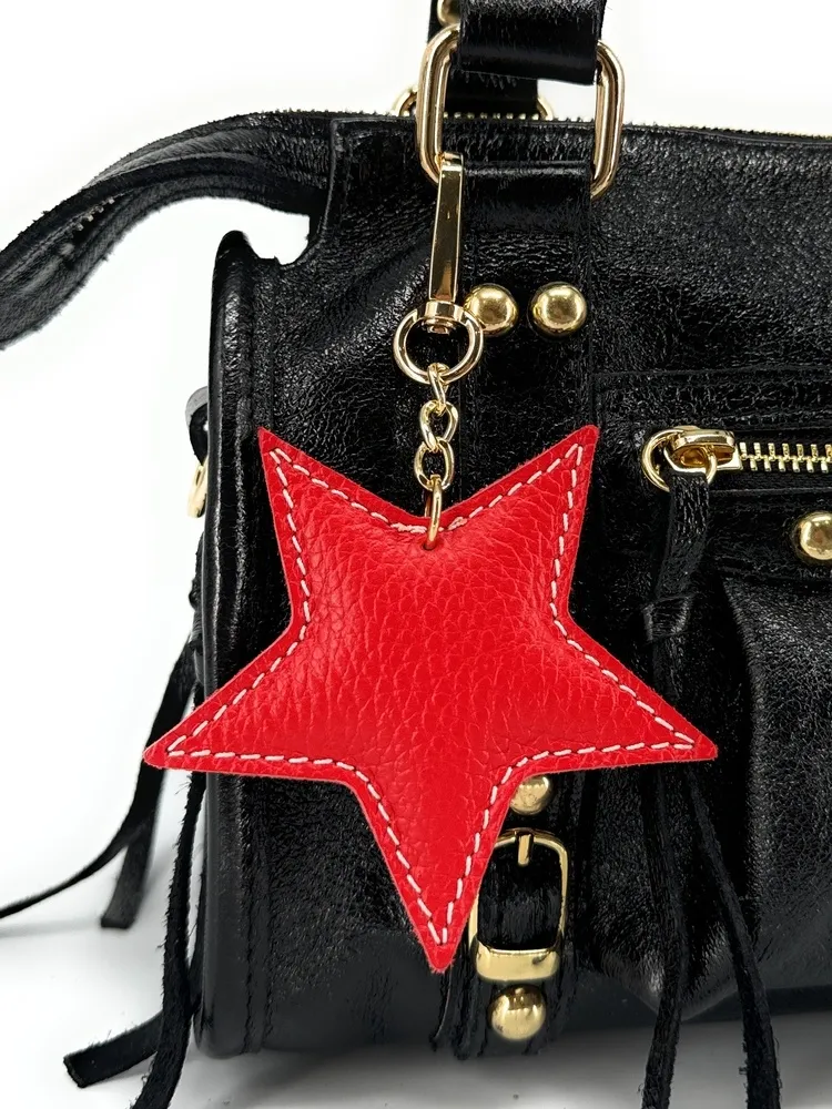 Porte-clés en cuir grainé ETOILE Rouge garance - Image 3