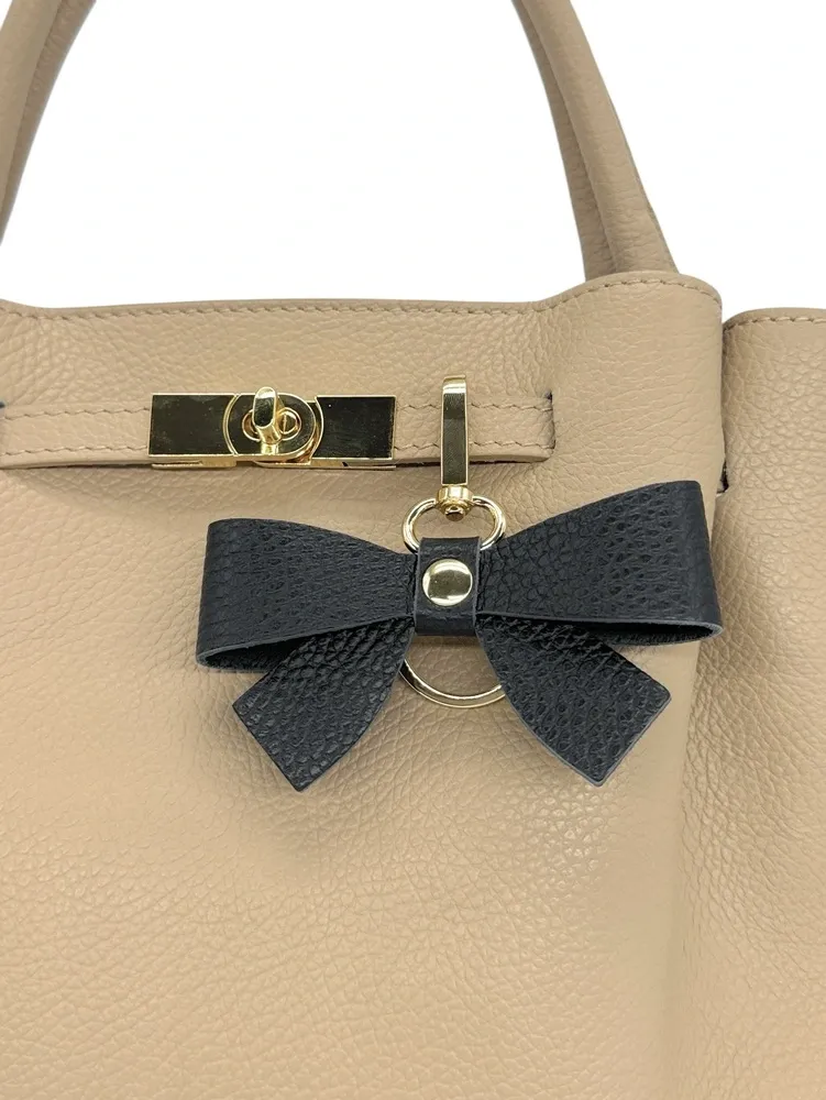 Porte-clés en cuir grainé FARFALA Noir - Image 3