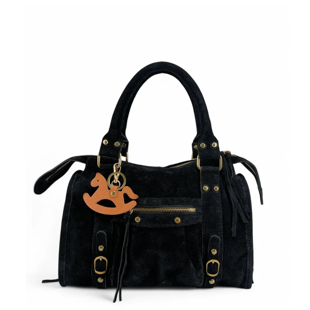 Porte-clés en cuir grainé ROCKY PONY Marron camel foncé - Image 2