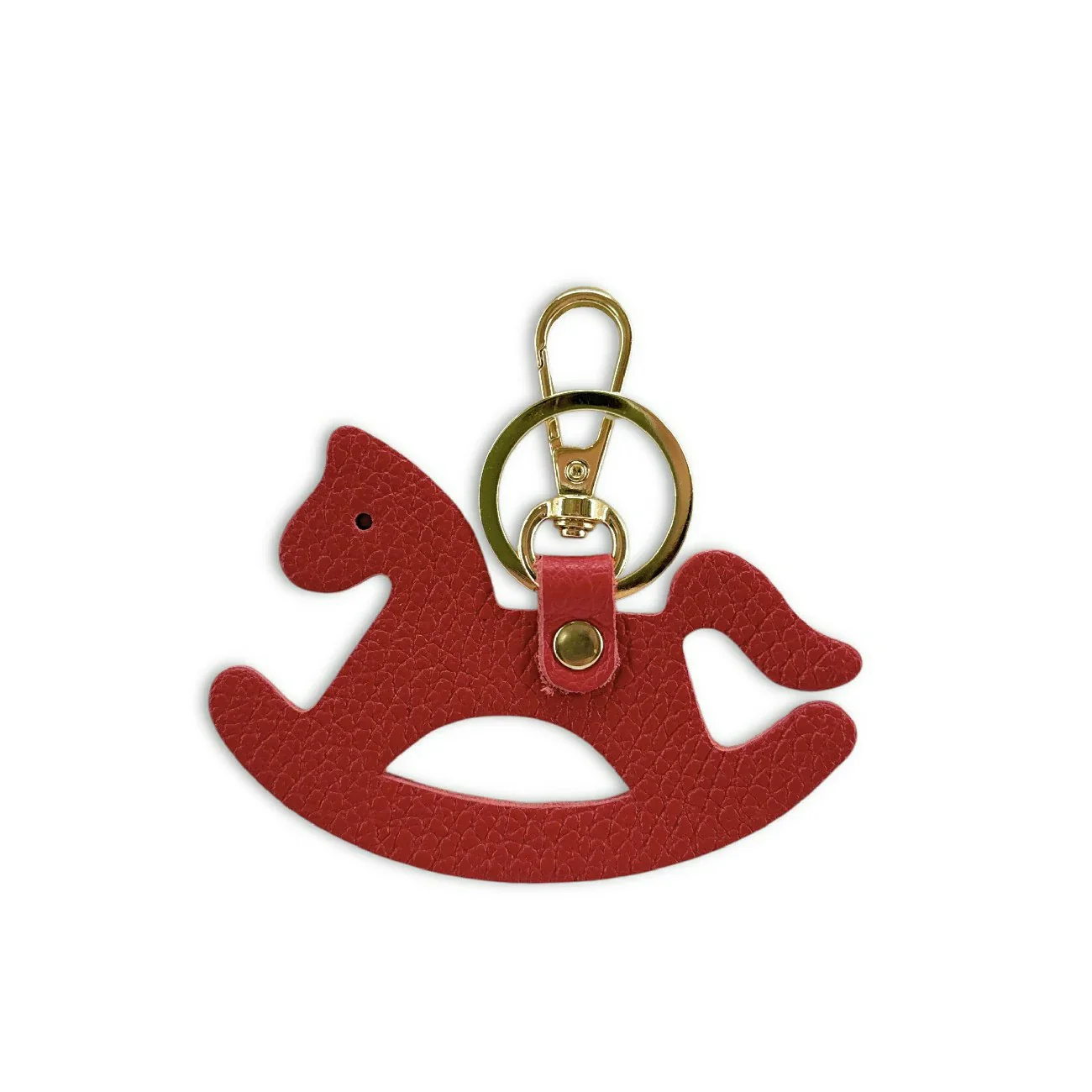 Porte-clés en cuir grainé ROCKY PONY Rouge garance