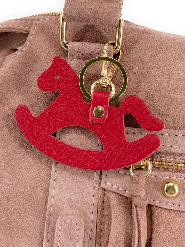 Porte-clés en cuir grainé ROCKY PONY Rouge garance - Image 3