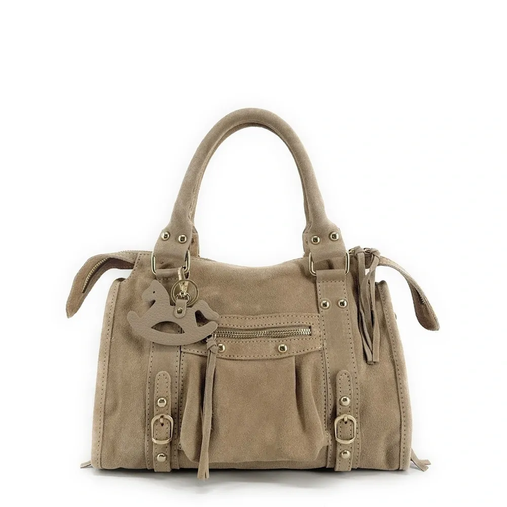 Porte-clés en cuir grainé ROCKY PONY Taupe - Image 2