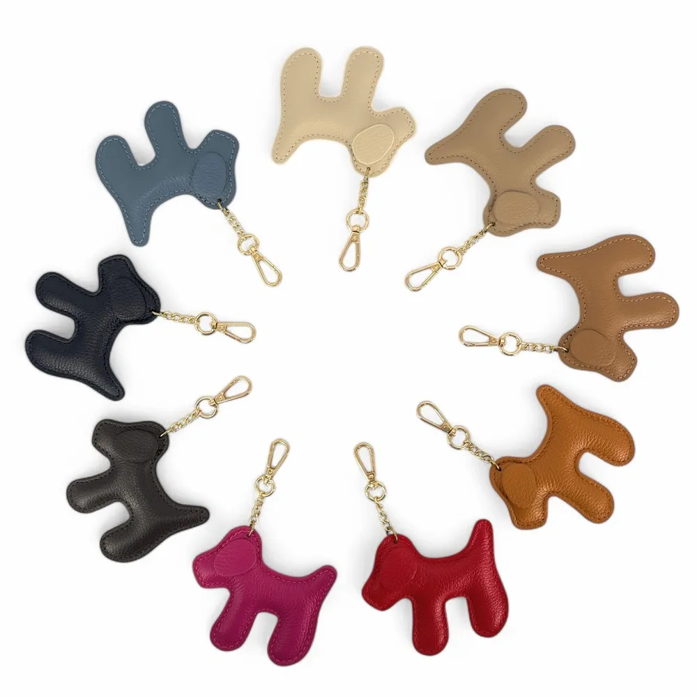 Porte-clés en cuir grainé WOUF Bleu marine - Image 2