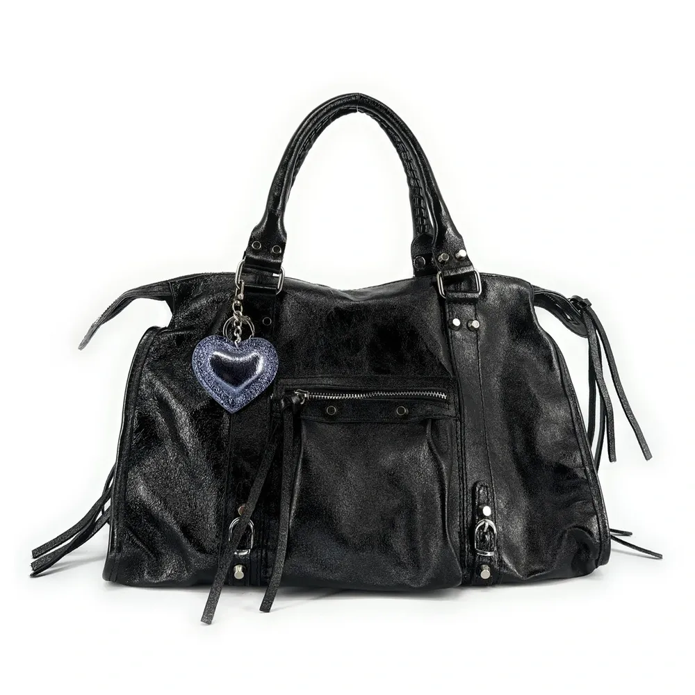 Porte-clés en cuir irisé COEUR GLOW Bleu céleste - Image 2