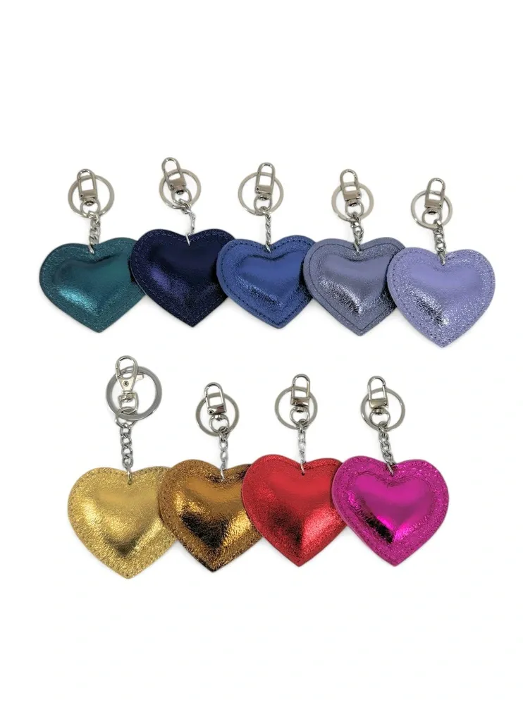 Porte-clés en cuir irisé COEUR GLOW Lilas irisé - Image 5
