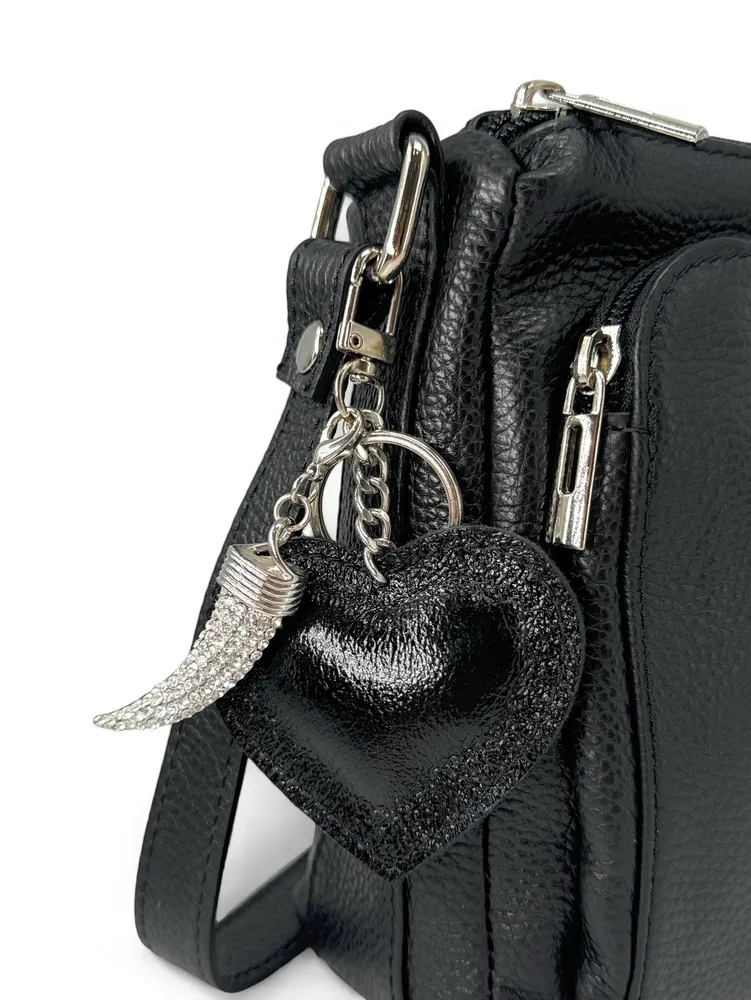 Porte-clés en cuir irisé COEUR GLOW Noir irisé - Image 5