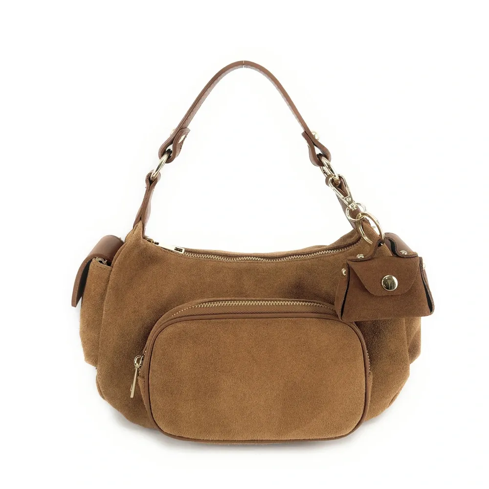 Porte-clés mini-sac en cuir BABY BABEL Camel foncé - Image 2