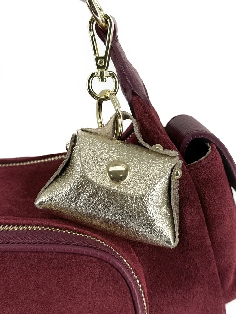 Porte-clés mini-sac en cuir BABY BABEL Or pâle - Image 3