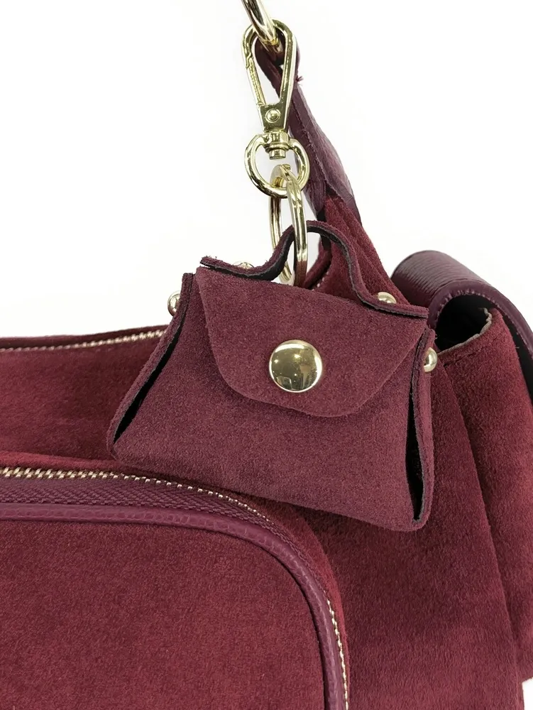 Porte-clés mini-sac en cuir BABY BABEL Rouge bordeaux - Image 3
